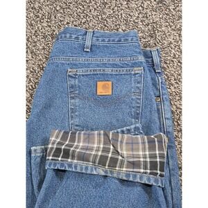 Vintage Carhartt  Mens Jeans Blue 38x30 Flannel Lined Relaxed Fit B172 DST